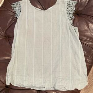 Mine Lace Trimmed Sleeveless Blouse - Cream